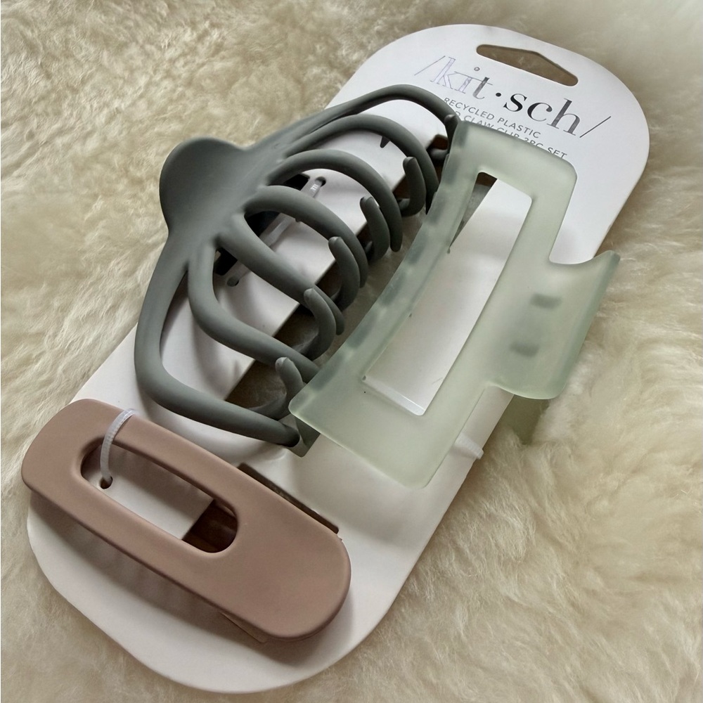 Kitsch Hair Claw Clip Set - Gray, Cream, Tan - Picture 2 of 4